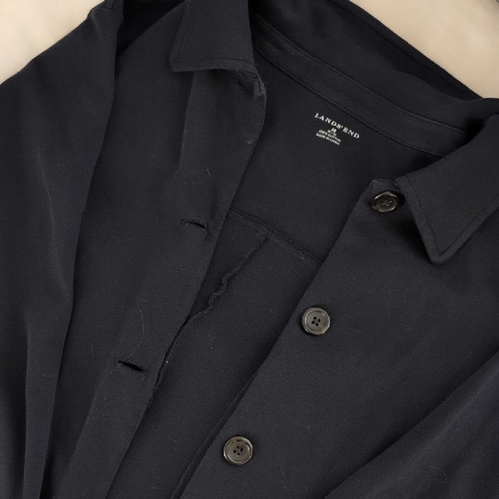 Lands' End Classic Black Button-Up Shirt